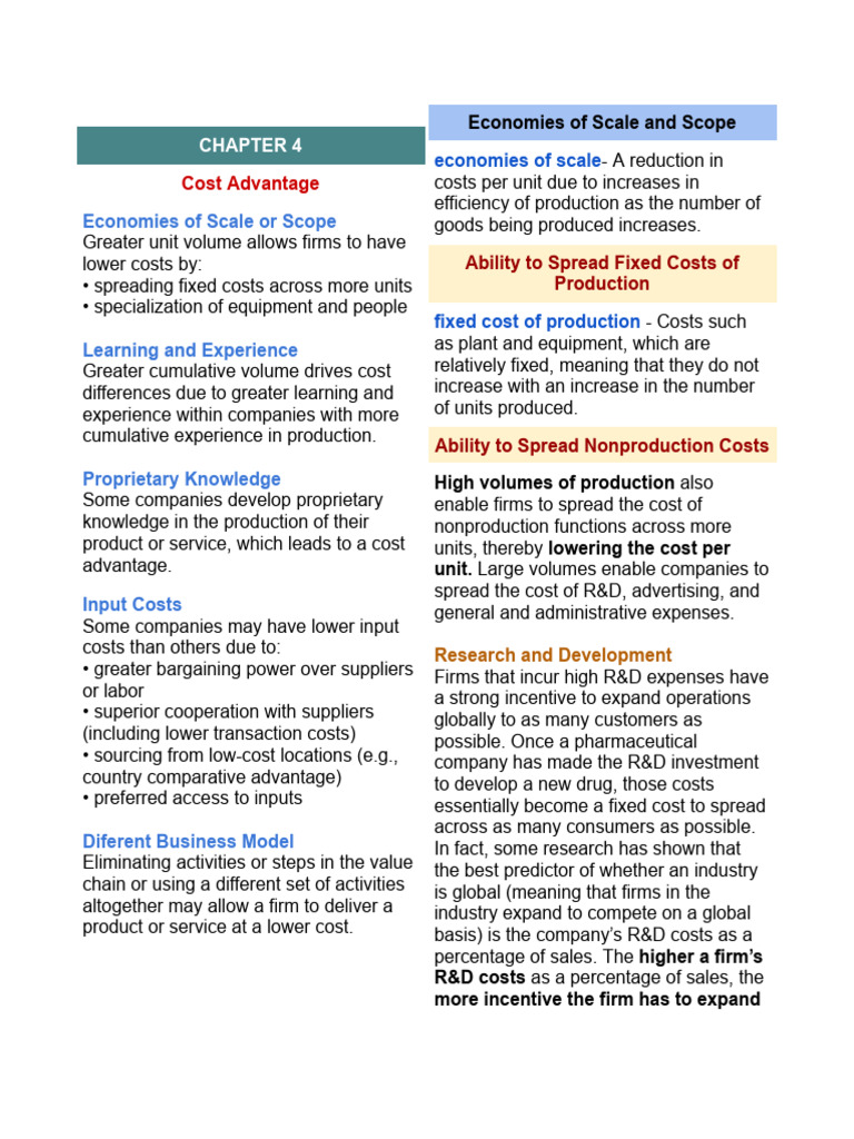 Strategic Management Chapter 4-5 | PDF | Economies Of Scale | Mergers ...