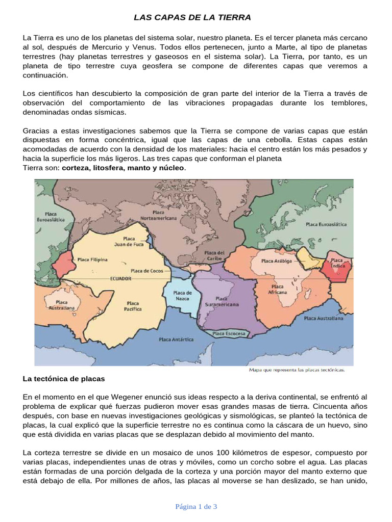 Capas de la Tierra y Tectónica de Placas | PDF | Placas tectónicas | Tierra
