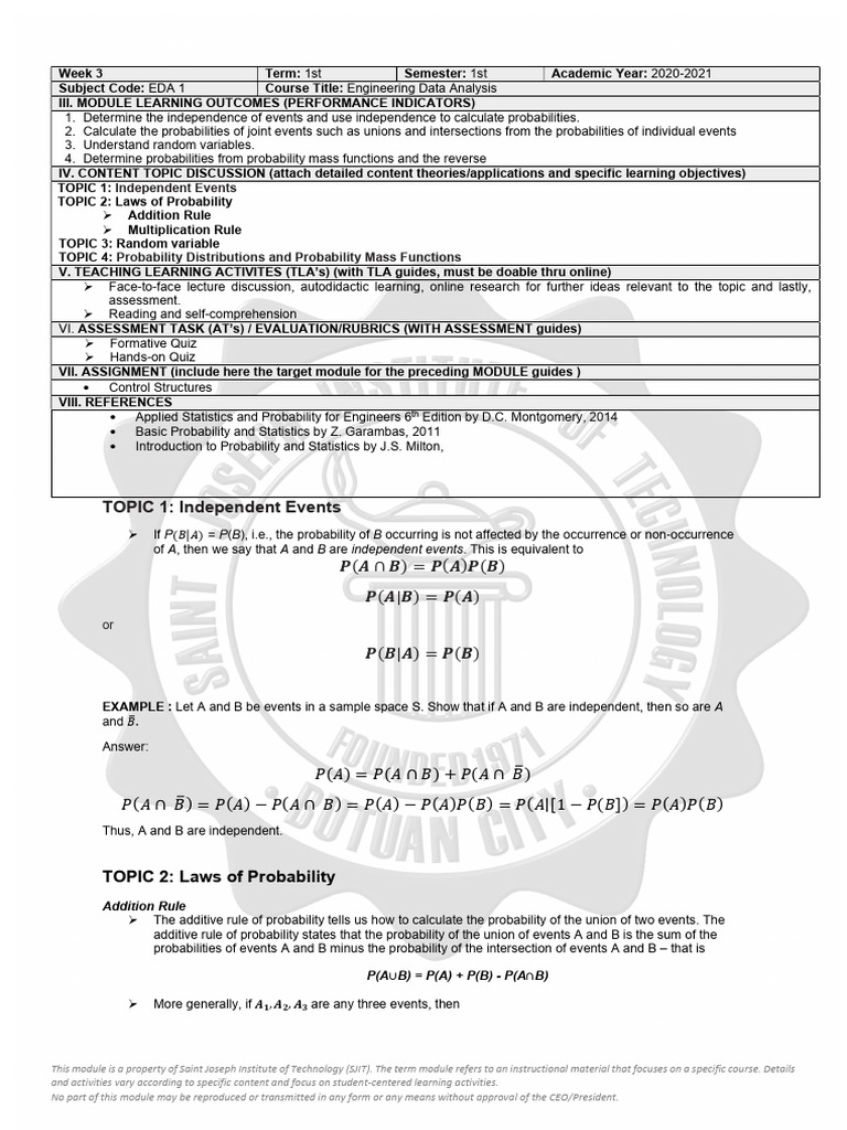 Week 3 - EDA 1 | PDF | Probability Distribution | Random Variable