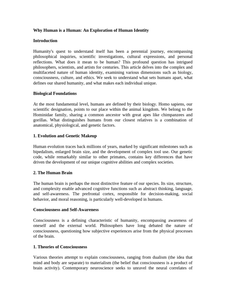 Understanding Human Identity Explained | PDF | Human | Consciousness