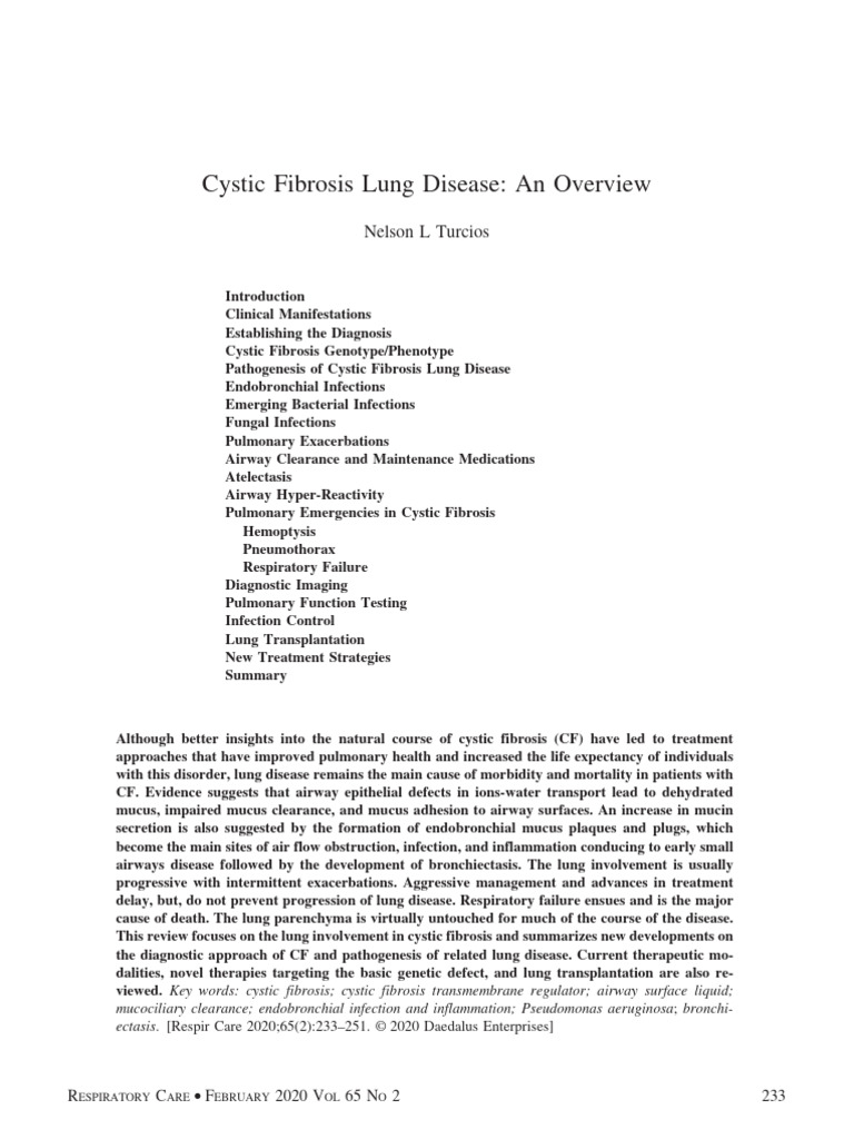 Cystic Fibrosis Lung Disease | PDF | Mucus | Pseudomonas Aeruginosa