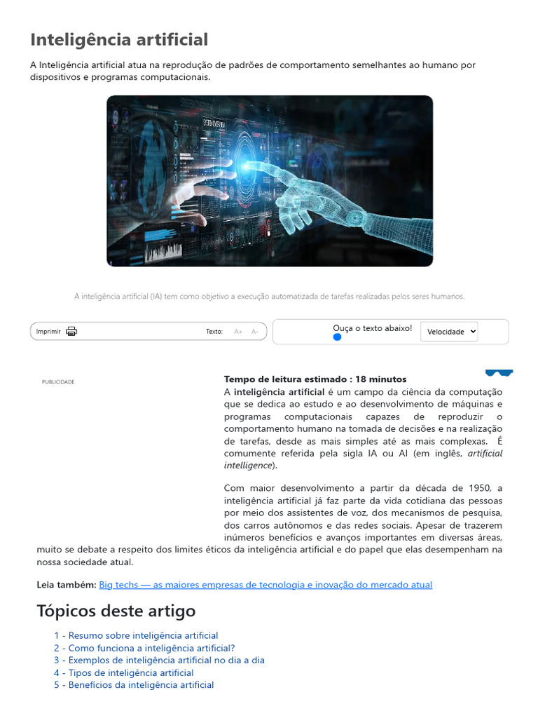 Entenda a Inteligência Artificial Hoje | PDF | Inteligência artificial ...