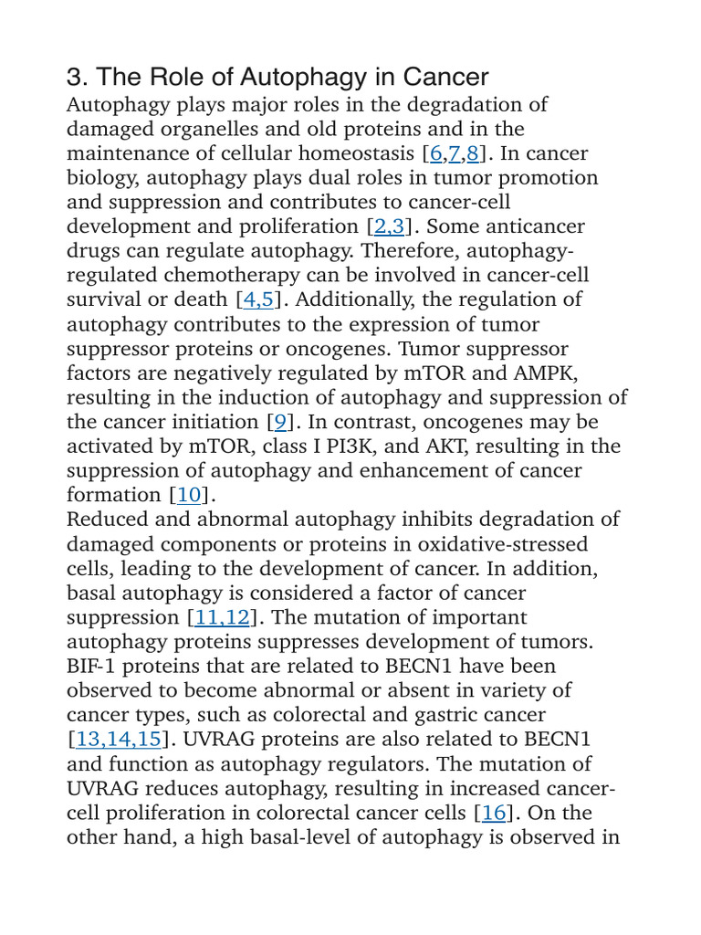 Autophagy's Dual Role in Cancer Dynamics | PDF | Autophagy | Carcinogenesis