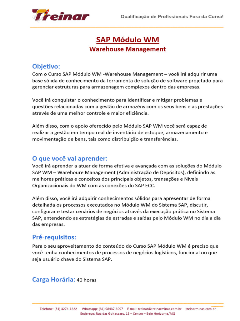 Curso SAP WM: Gestão de Armazéns Eficiente | PDF | Tecnologia da ...