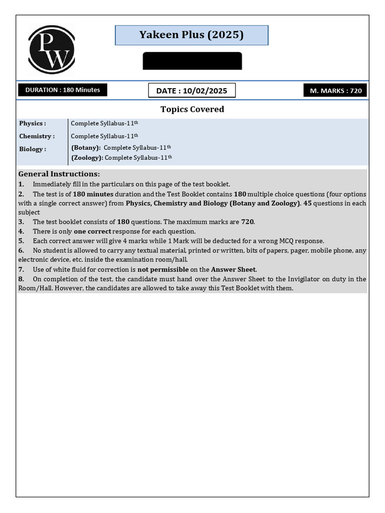 NEET 2025 Complete Syllabus & Guidelines | PDF | Force | Multiple Choice