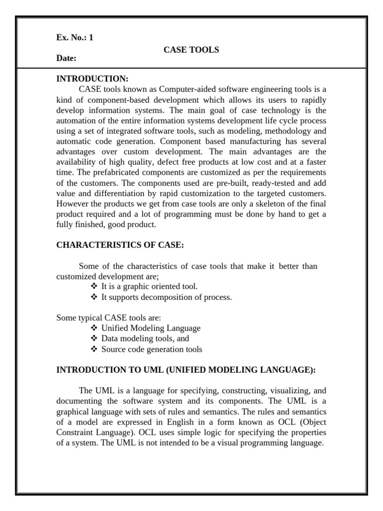 Understanding CASE Tools and UML | PDF | Conceptual Model | Unified ...