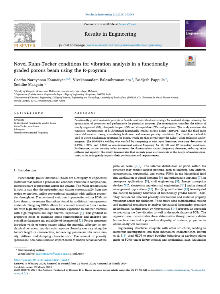 Vibration Analysis of Functionally Graded Beams | PDF | Bending ...