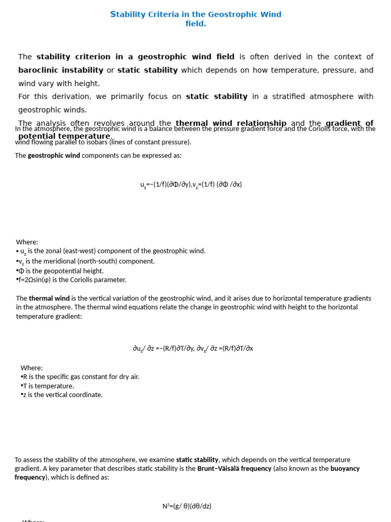 Stability Criteria in The Geostrophic Wind Field. | PDF | Mechanical ...