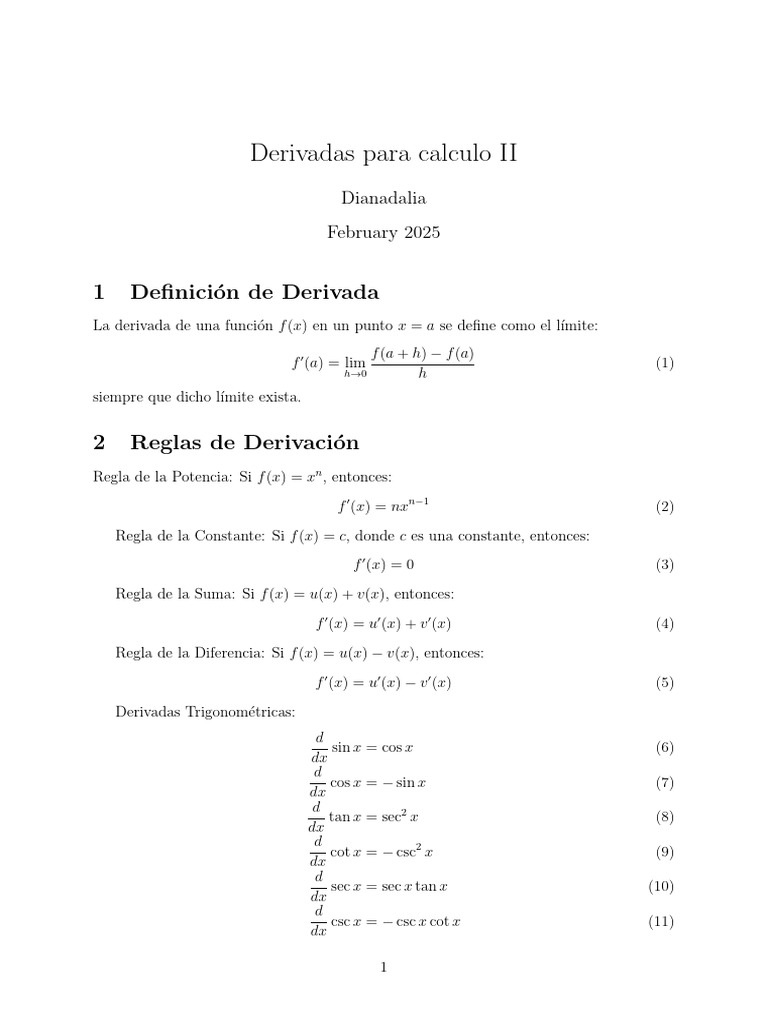 Derivadas y Reglas de Cálculo II | PDF | Números | Análisis complejo