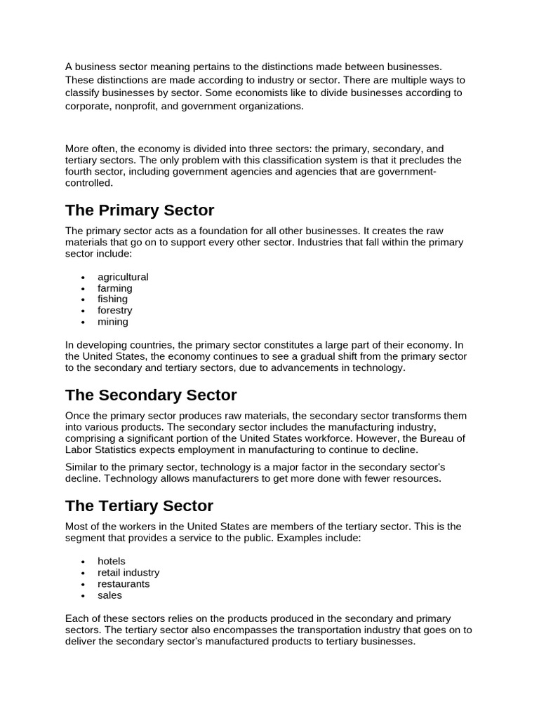 Understanding Business Sectors | PDF | Textiles | Gross Domestic Product