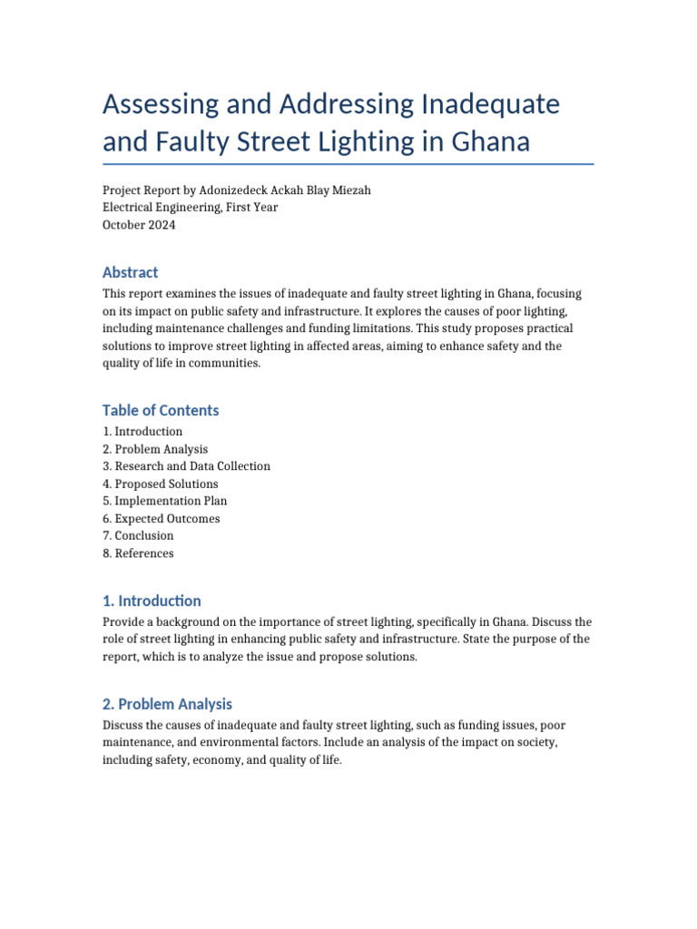 Improving Ghana's Street Lighting Issues | PDF | Lighting | Quality Of Life