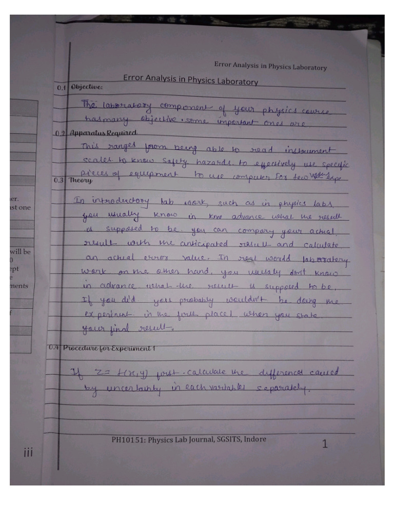 Physics Lab Journal - 1 | PDF
