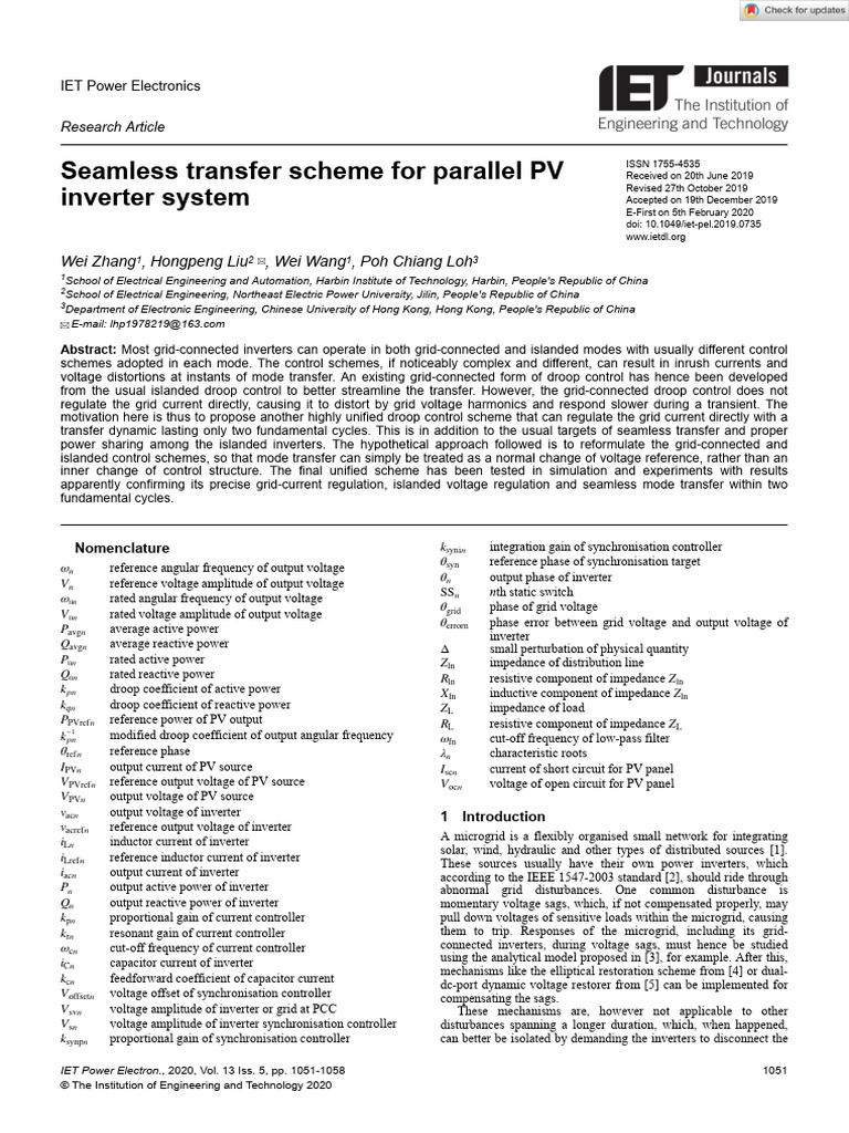 Unified Control for PV Inverter Transfer | PDF | Power Inverter ...