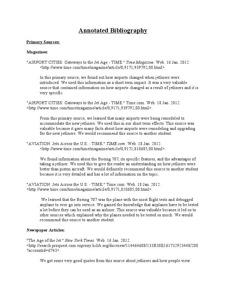 Annotated Bibliography: Primary Sources: Magazines | PDF | Airliner ...