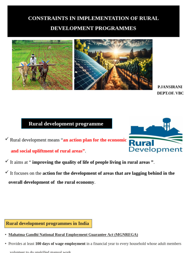 Constraints in Rural Development Programs | PDF | Poverty | Poverty ...