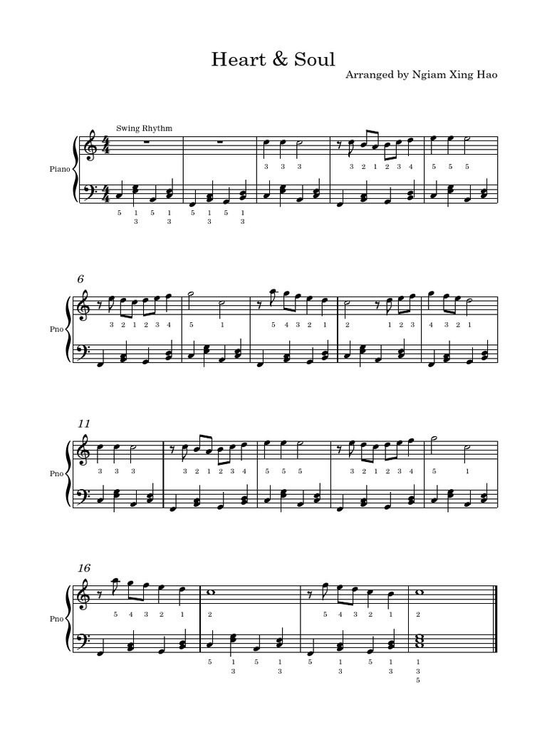 Heart & Soul Piano Arrangement | PDF | American Popular Music | Jazz