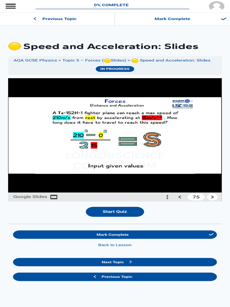 ? Speed and Acceleration Slides - ExamQA 4 | PDF
