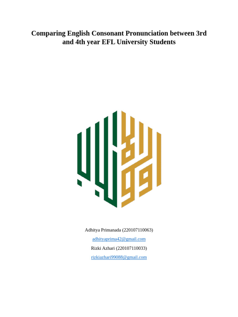 EFL Students' Consonant Pronunciation Study | PDF | English As A Second ...