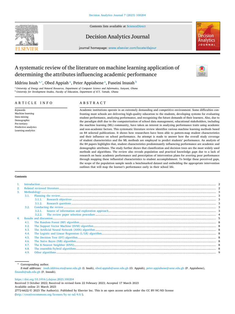 A Systematic Review of The Literature On Machine Learning Application ...