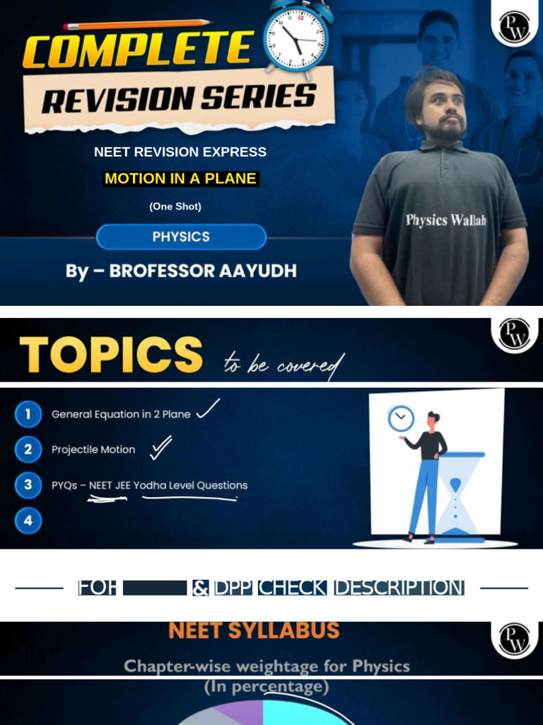 NEET Motion in a Plane Notes | PDF | Projectiles | Mechanics