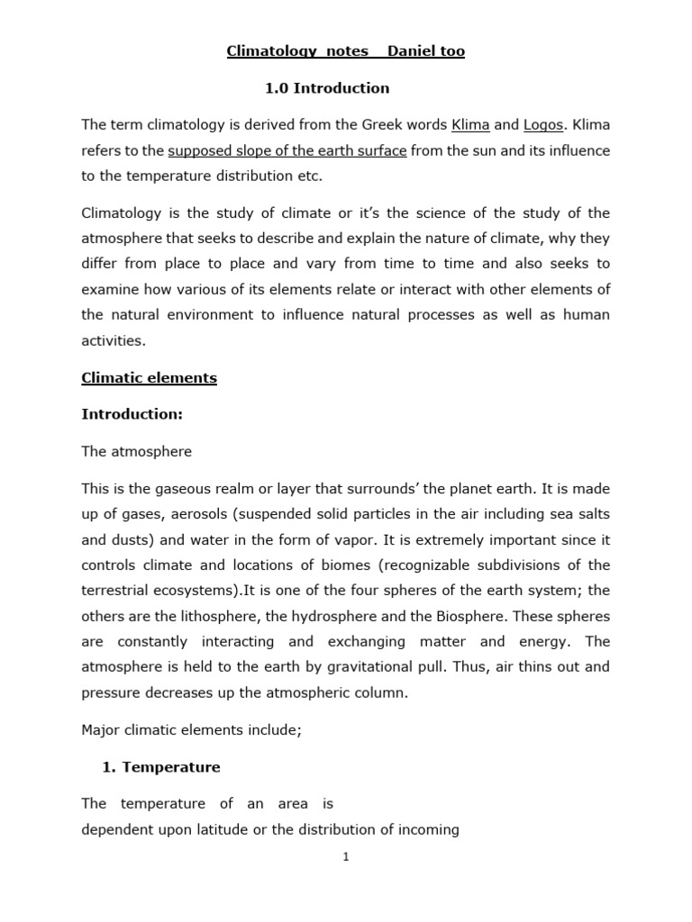 MKU - Climatology Notes | PDF | Atmosphere Of Earth | Climate Change