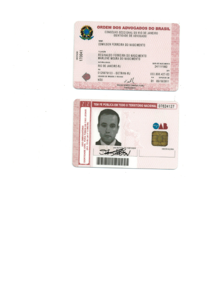 Carteira Edmilson OAB - Frente e Verso | PDF