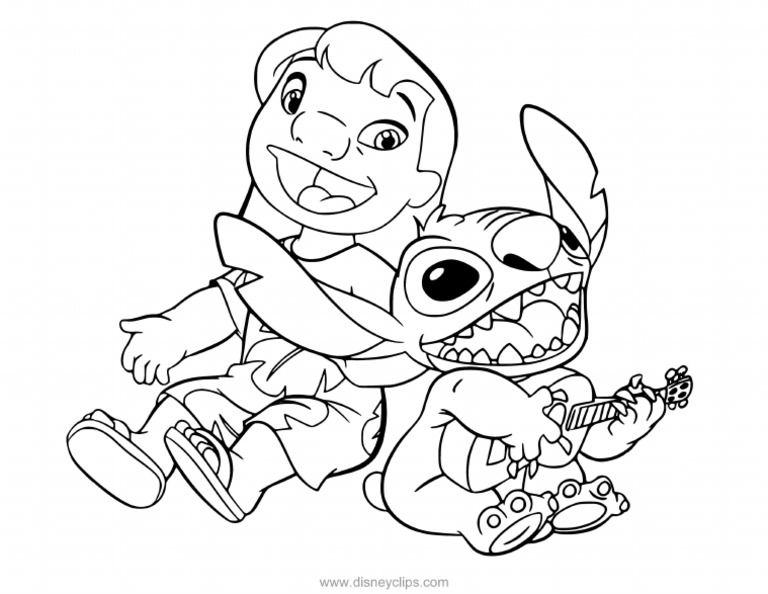 Lilo Stitch Ukulele Coloring | PDF