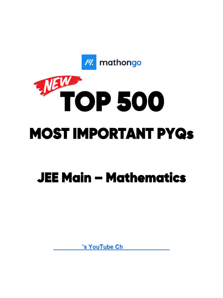  new mathematics top 500 pyqs of jee main pdf zero of a function
