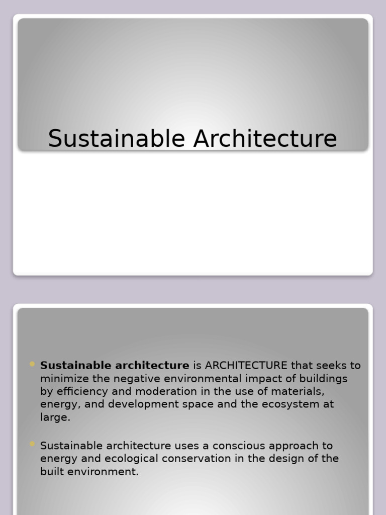 Sustainable Architecture | PDF | Sustainability | Sustainable Development