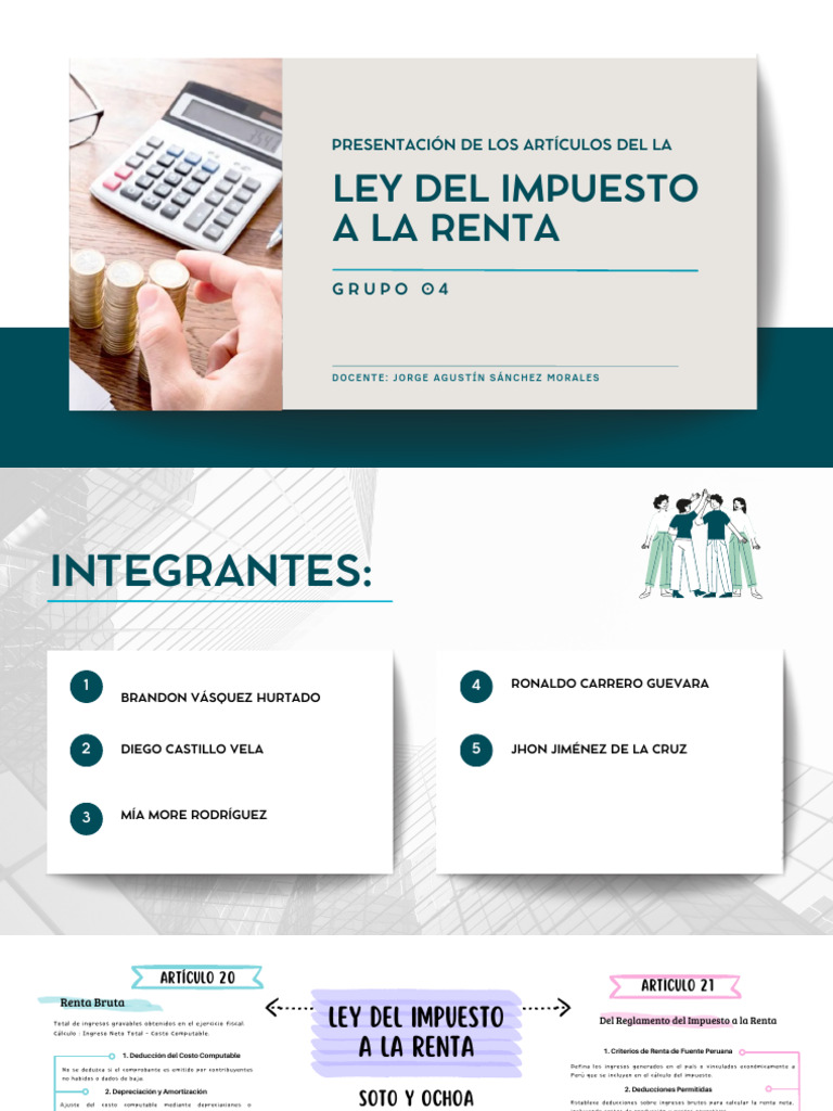 Ley del Impuesto a la Renta: Artículos Clave | PDF | Impuestos ...