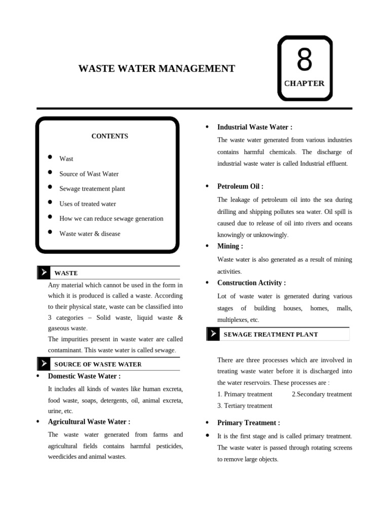 Waste Water Management Overview | PDF | Sewage Treatment | Waste