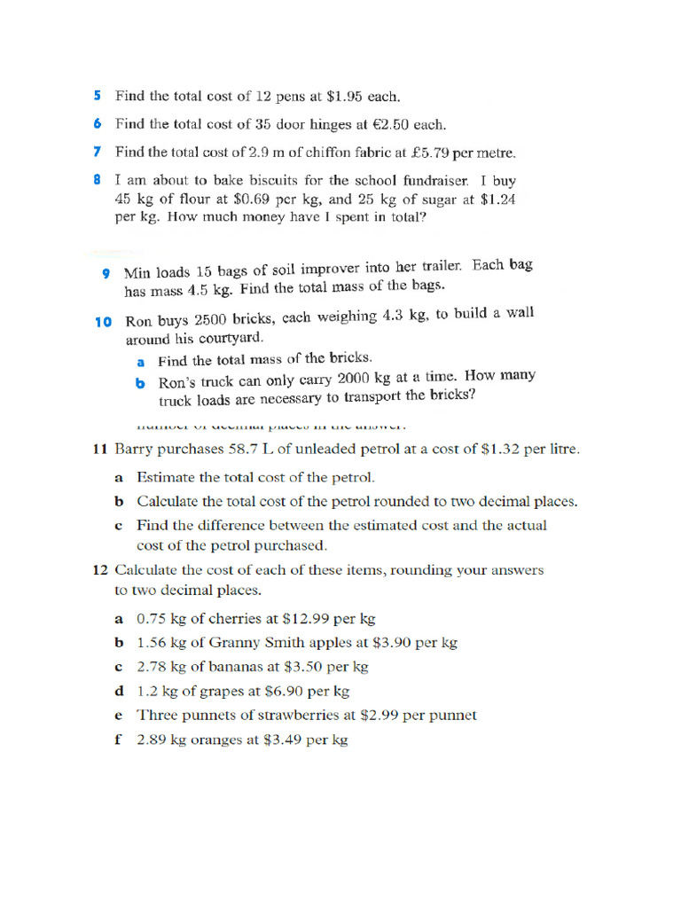 Decimal Multi WP HW | PDF