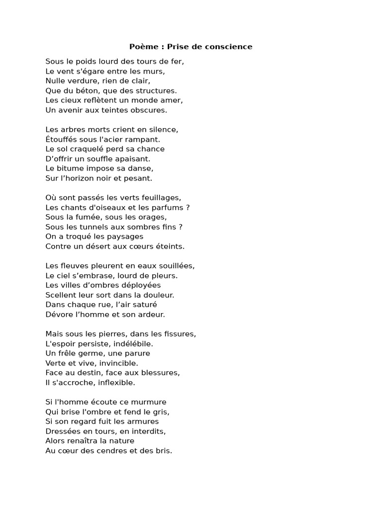 Poème sur la renaissance de la nature PDF — free download