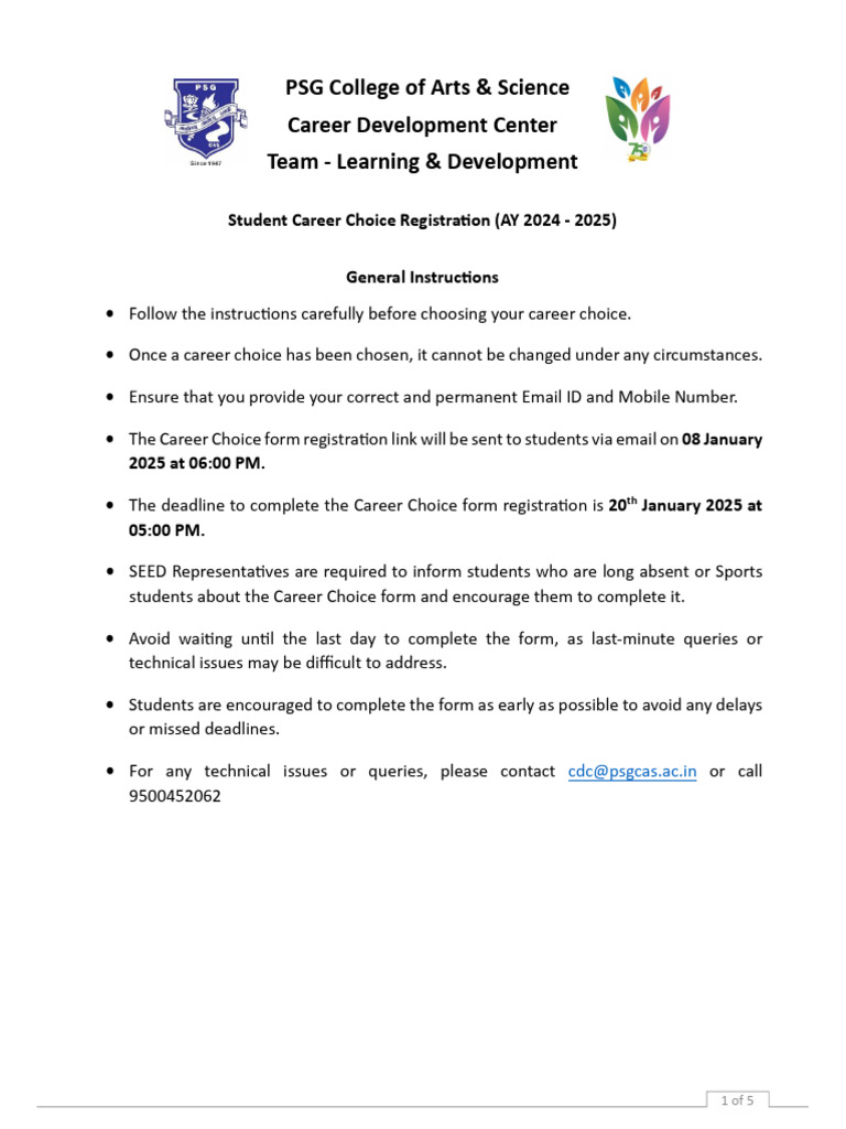 Career+Choice+Registration+(AY+2024+ +2025)+ +Instructions+and ...