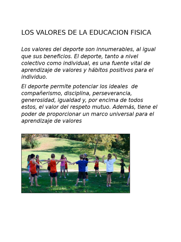 Los Valores de La Educacion Fisica | PDF