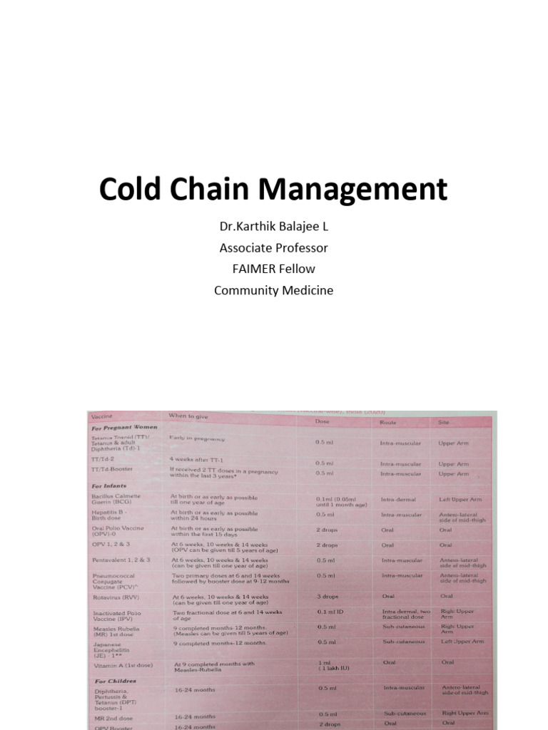 Vaccine Cold Chain Management Essentials | PDF