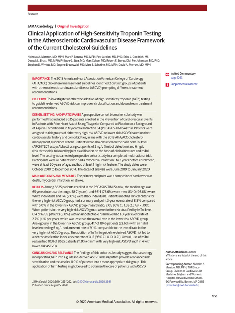 Clinical Application of High-Sensitivity Troponin Testing in The ...