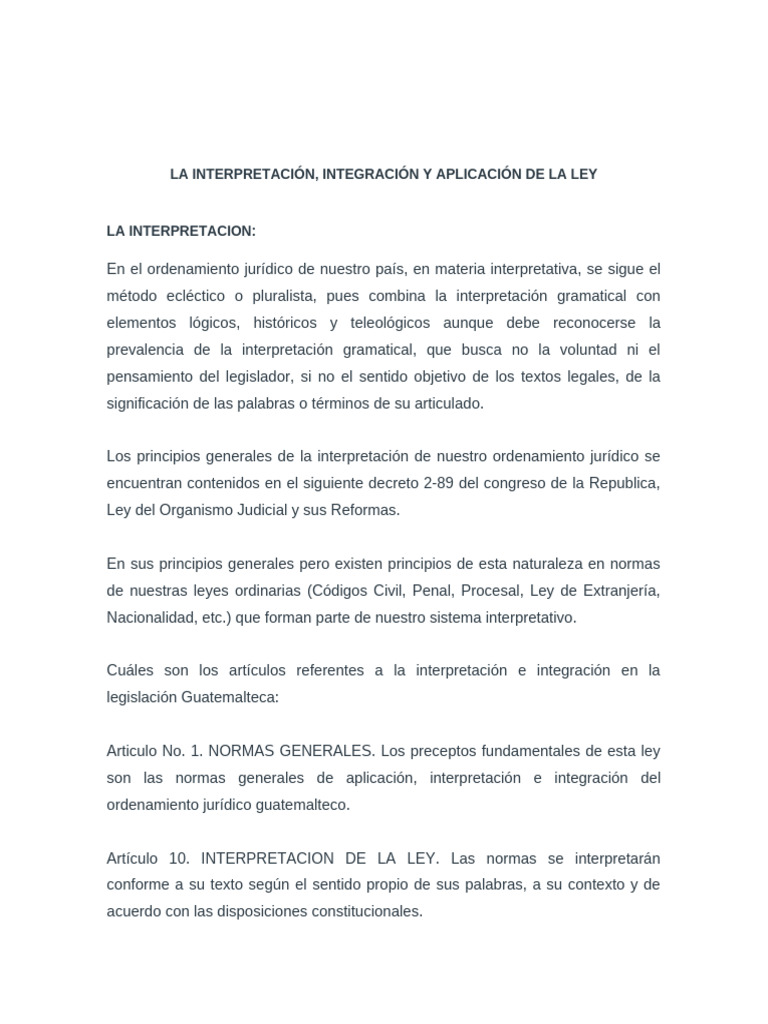 Interpretación y Aplicación de la Ley en Guatemala | PDF | Justicia ...