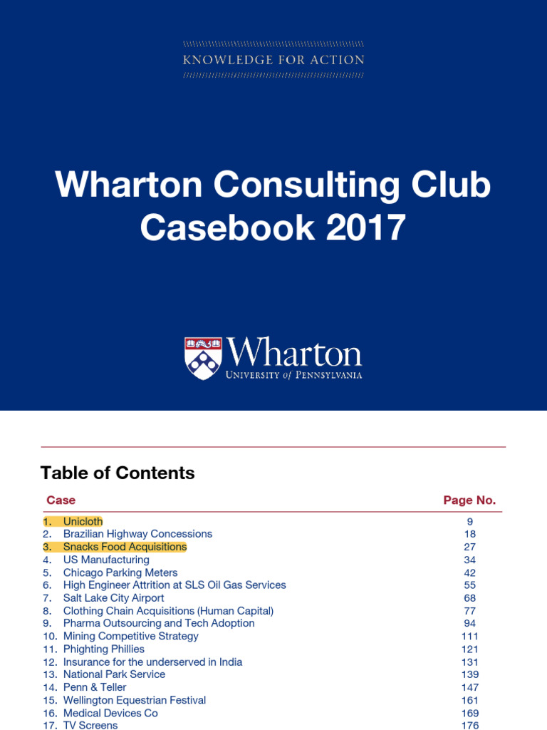 Wharton Consulting Casebook 2017 | PDF | Mergers And Acquisitions ...