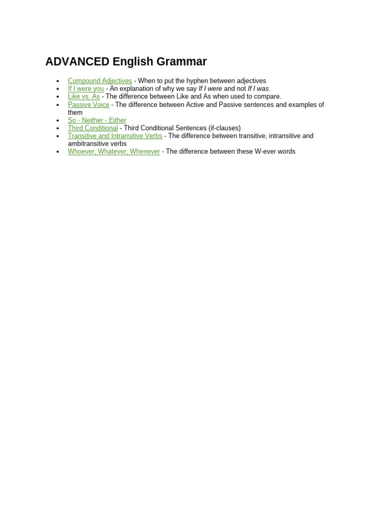 Advanced English Grammar Guide | PDF