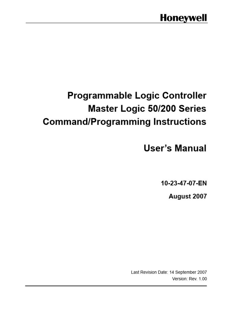 Honeywell PLC Master Logic Manual | PDF | Relay | Input/Output