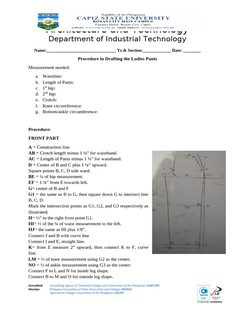 Procedure In Drafting The Ladies Pants Pdf