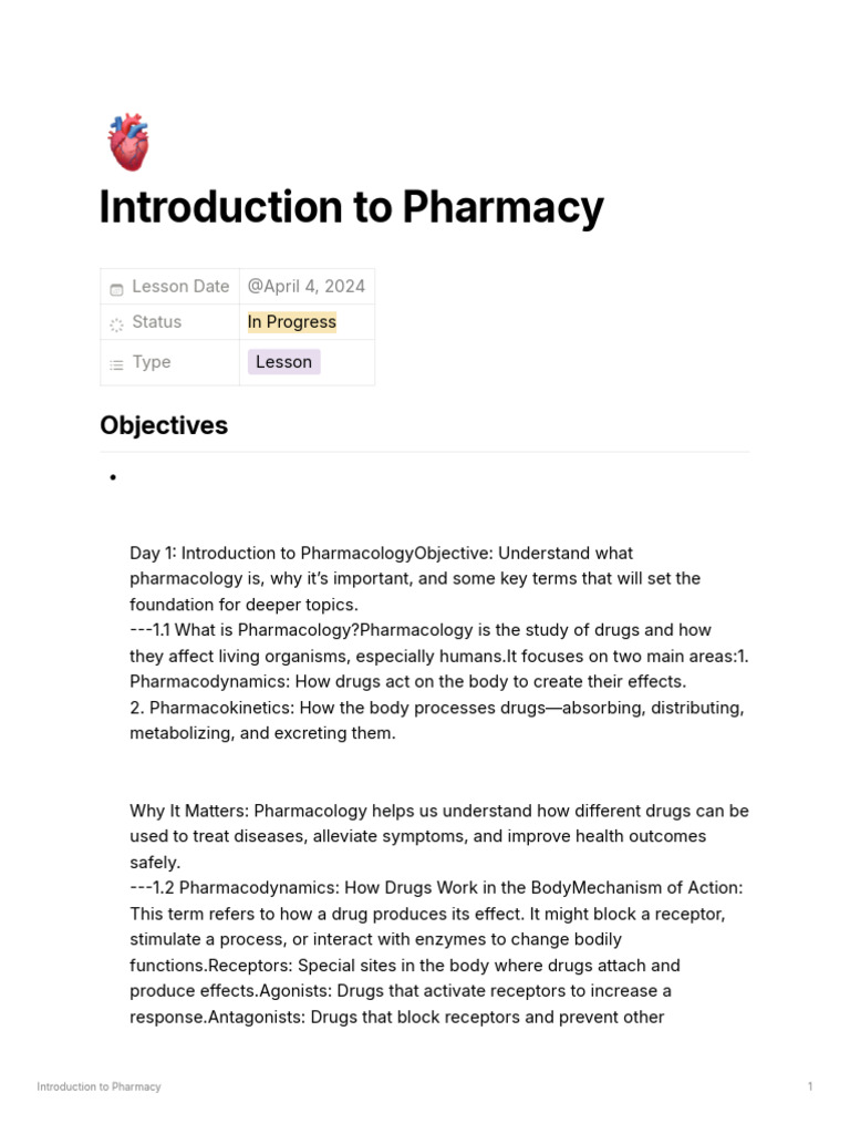 Introduction To Pharmacy | PDF | Receptor Antagonist | Pharmacology