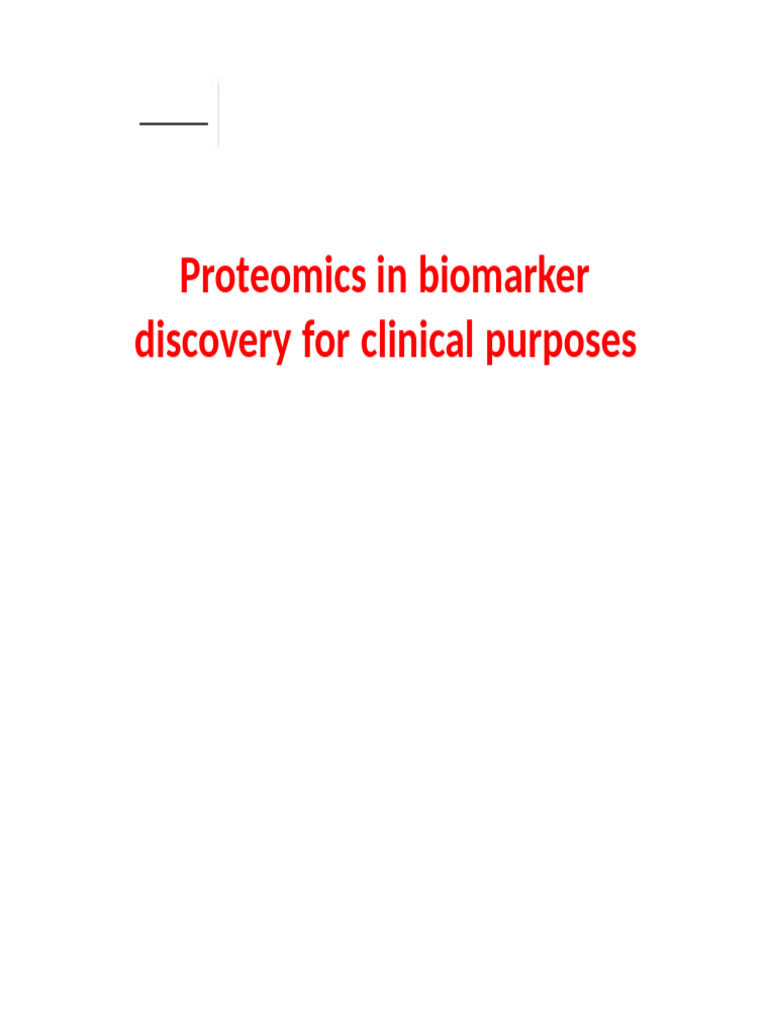 Proteomics in Biomarker Discovery For Clinical Purposes | PDF ...