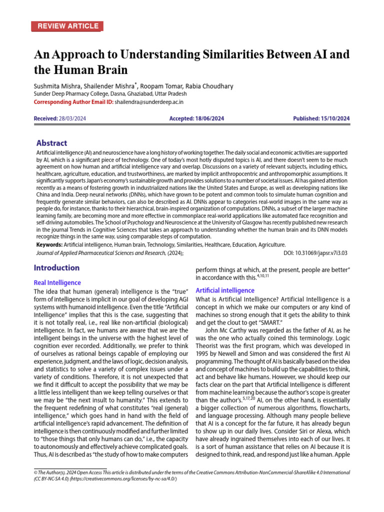 AI and Human Brain Similarities Explained | PDF | Deep Learning ...