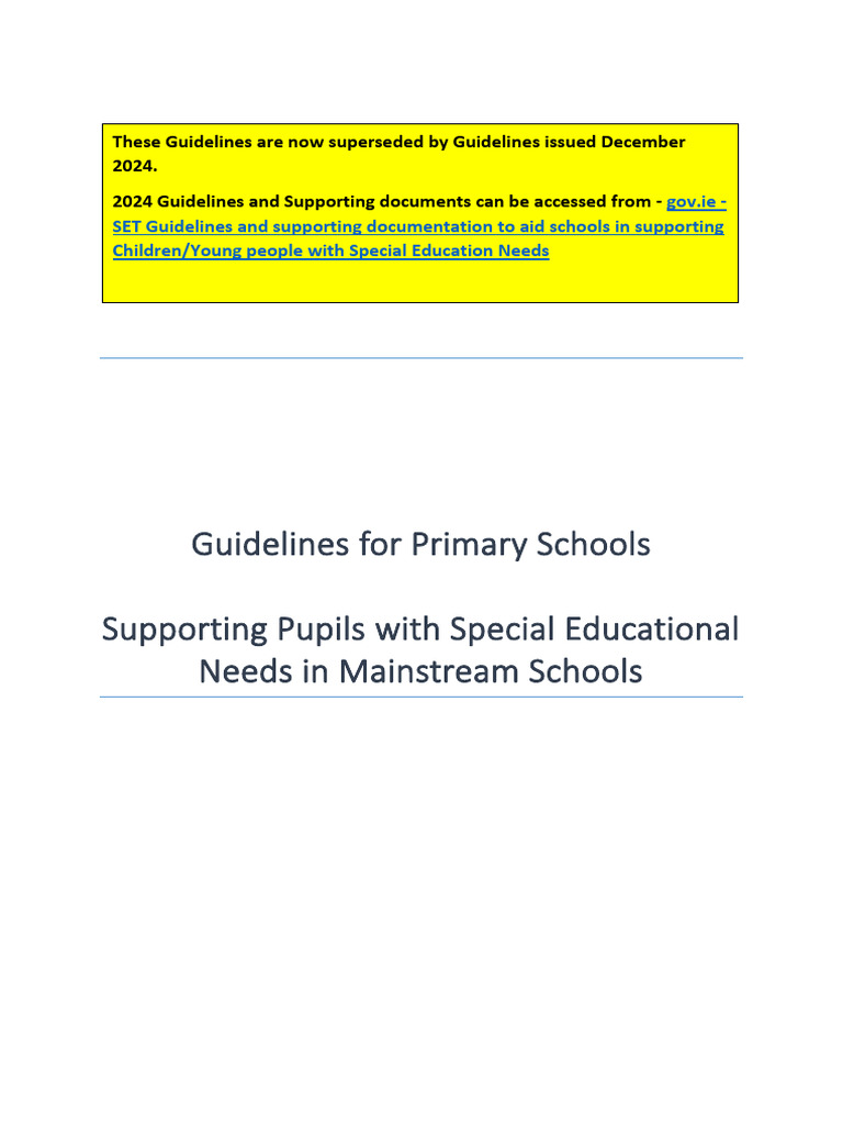 Guidelines for Supporting SEN in Schools | PDF | Special Education ...