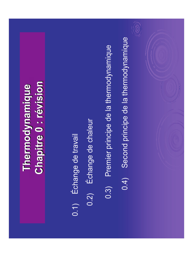 Concepts clés de la thermodynamique | PDF | Capacité thermique | Chaleur