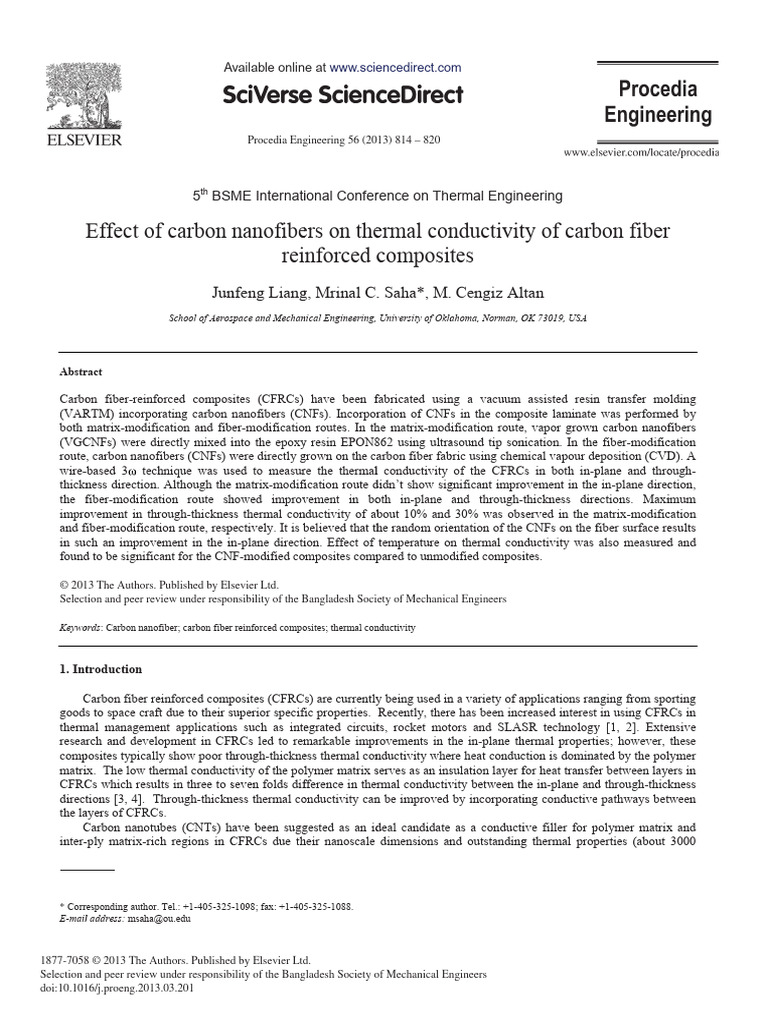 Effect of Carbon Nanofibers On Thermal Conductivity of Carbon ...