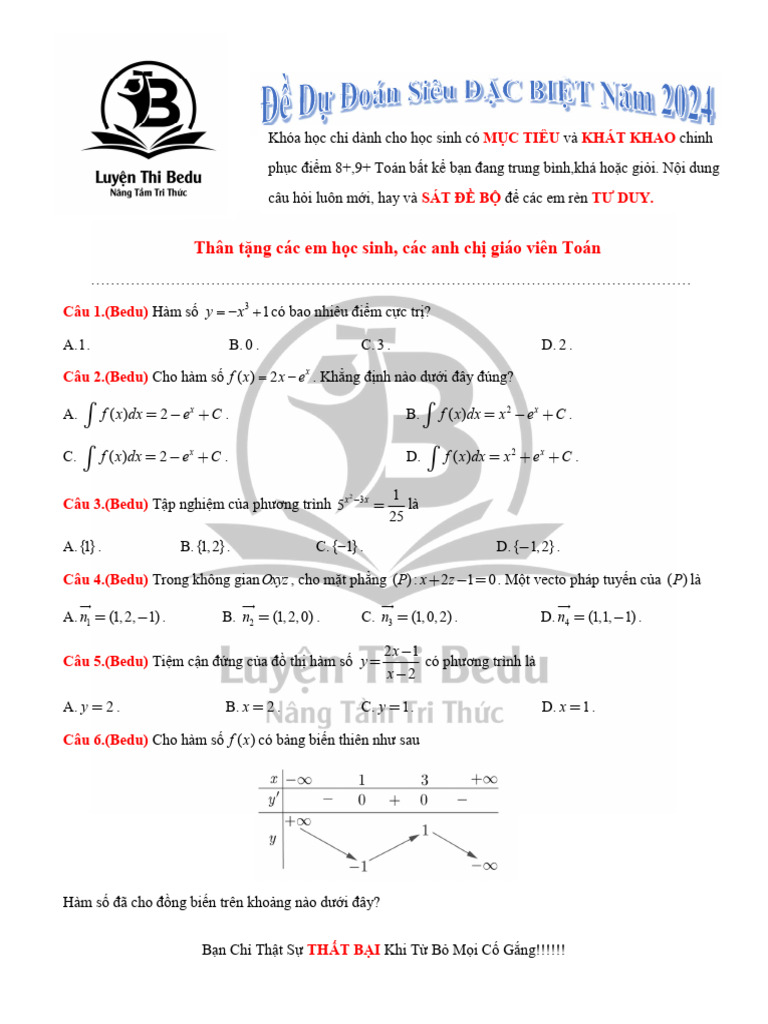 Đề Dự Đoán Cuối Bedu | PDF
