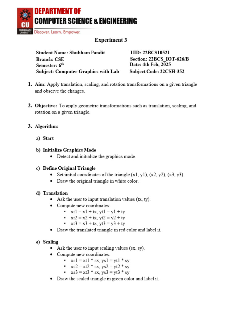 Triangle Transformations in C++ Graphics | PDF | Elementary Geometry ...